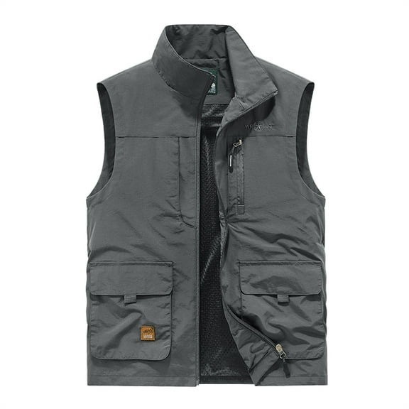 Kureaily Men's Fishing Vest Safari Travel Vest with Pockets Outdoor Work Photo Fly Summer Vest