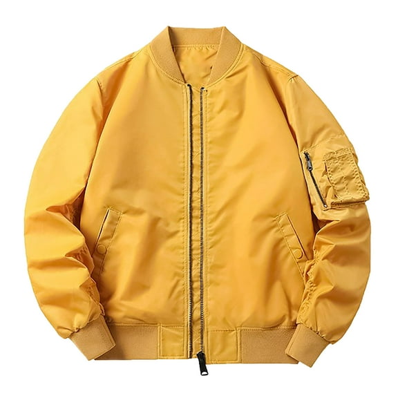 Kureaily Men's Flight Jacket Textured Athletic Casual Solid Colour Jacket Coat