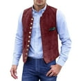 thumbnail image 1 of Kureaily Men's Leather Stand Collar Vest Casual Suede Suit Vest Waistcoat for Men, 1 of 6