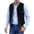 thumbnail image 1 of Kureaily Men's Leather Stand Collar Vest Casual Suede Suit Vest Waistcoat for Men, 1 of 6