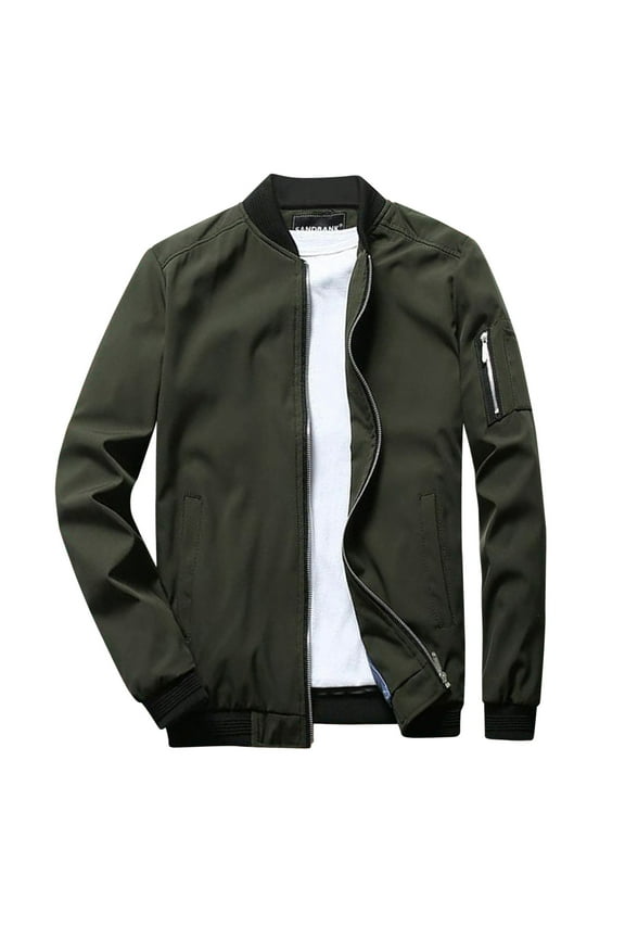 Men's Lightweight Jackets Full Zip Up Light Coat Collar Jacket Casual Windbreaker Jacket with Zip Pockets
