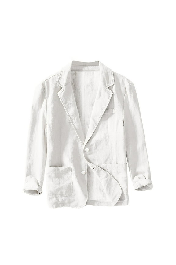 Men's Linen Cotton Casual Suits Blazer Jackets Lightweight Sports Coats