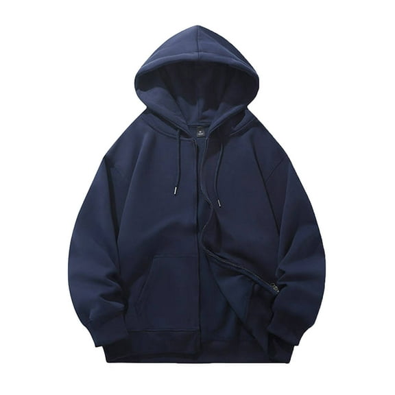Kureaily Men's Long Sleeve Sweatshirt Hooded Cardigan Casual Solid Holiday Hoodie Zipper Coat Tops
