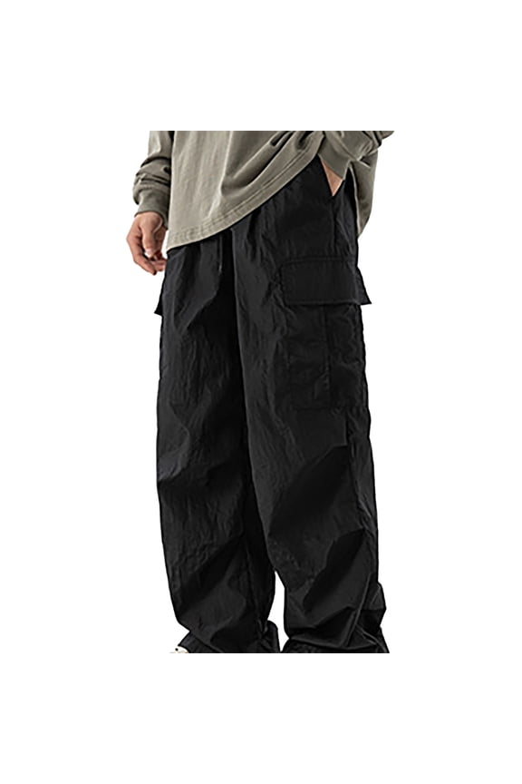 Men's Metallic Casual Pants Loose Micro Crease Cargo Pants