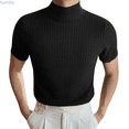 thumbnail image 1 of Kureaily Men's Turtleneck Sweater Short Sleeve Casual Basic Tops Ribbed Knit Pullover Solid Tee, 1 of 1