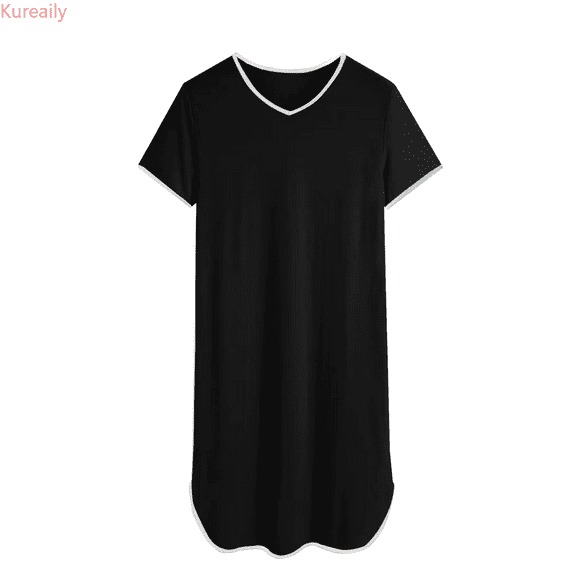 Kureaily Men's Nightshirt Cotton Nightwear Comfy Nightgowns Short Sleeve Loose Pajama Sleep Shirt Summer Pajamas
