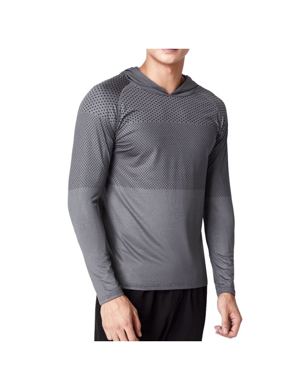 Men's Outdoor Athletic Long Sleeve Hoodie Running Base Layer Workout Sweatshirt Mens Hooded