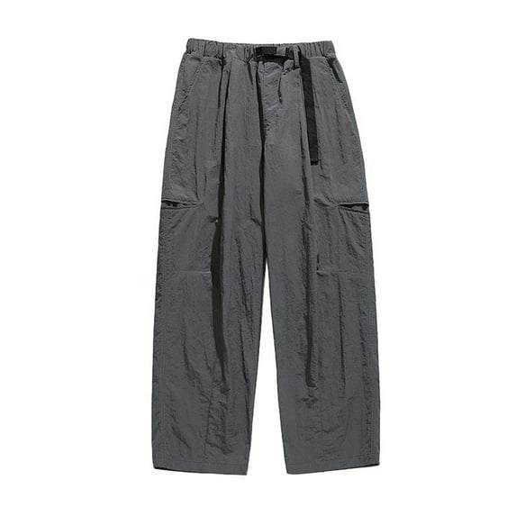 Kureaily Men's Outdoor Casual Lightweight Cargo Pants Buckle Belt Long Pants Micro Loose Pants