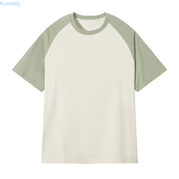 Kureaily Men's Patchwork Round Neck T Shirt Color Contrast Retro Heavy Shoulder T Shirt Pure Color Loose Short Sleeve Lightweight Short Sleeve T-Shirt