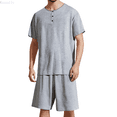 thumbnail image 1 of Kureaily Men's Round Neck Short Sleeve Top Shorts Casual Style Homewear Pajama Set Soft Lightweight Sleep Sets, 1 of 9