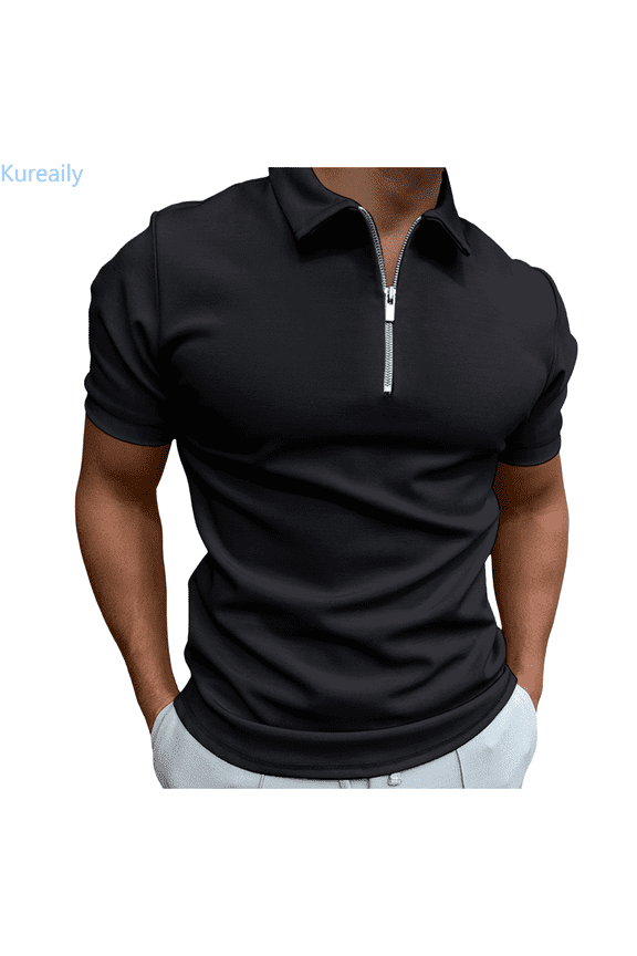 Men's Shirts Short Sleeve Collarless Button T-Shirt Fashion Casual Basic Tee Tops
