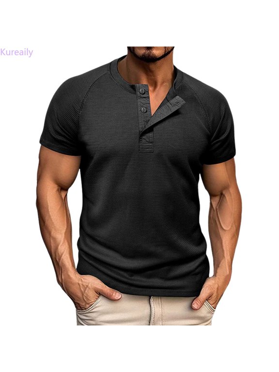 Men's Short Sleeve T Shirt Shirt Solid Colour Casual Short Sleeve Men's Classic T-Shirt,XX-Large/(Black)