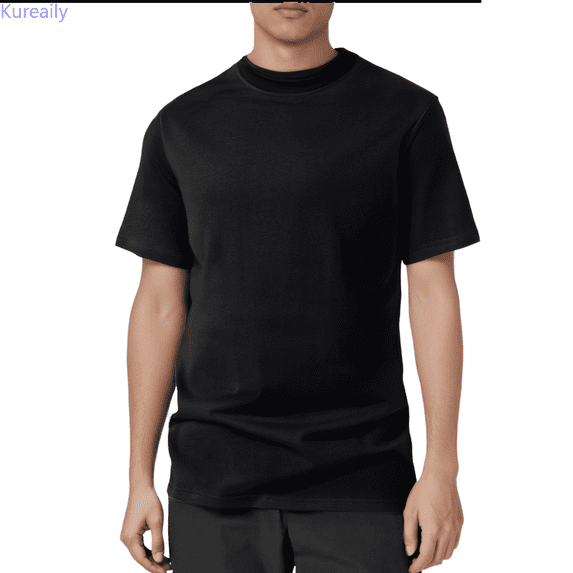 Kureaily Men's Short Sleeved T Shirt Double Layer Solona Half Neck Loose Short Sleeved T Shirt Bottom Shirt Casual Button Down Washed T-Shirts