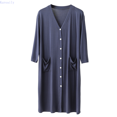 thumbnail image 1 of Kureaily Men's Sleeping Robe Cardigan Loose Pajamas Bathrobe Nightgown Casual Style Draped Loungewear Summer Sleepwear, 1 of 4