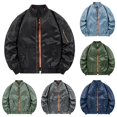 thumbnail image 1 of Kureaily Men's Spring And Autumn Leisure Standing Neck Jacket Men's Air Force No.1 MA 1 Pilot Coat Jacket, 1 of 4