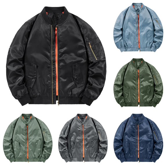 Kureaily Men's Spring And Autumn Leisure Standing Neck Jacket Men's Air Force No.1 MA 1 Pilot Coat Jacket