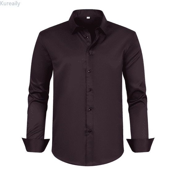 Kureaily Men's Stretch Comfort Fit Dress Shirt Relaxed Fit Wrinkle Casual Wear Plus Size Formal Business Shirt Breathable Fabric Beach Summer Wedding Shirt
