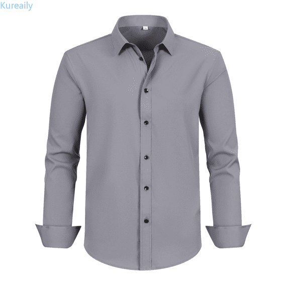 Kureaily Men's Stretch Comfort Fit Dress Shirt Relaxed Fit Casual Wear Plus Size Formal Business Shirt Breathable Fabric Men's Button Down Shirts