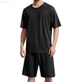 thumbnail image 1 of Kureaily Men's Summer Solid Color Pullover Casual Style Short Sleeve Shorts Homewear Set Summer Sleepwear, 1 of 5