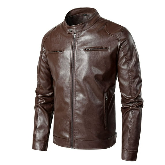 Kureaily Men's Vintage Motorcycle Jacket Motorbike Leather GENUINE MOTORCYCLE JACKETS FOR MEN