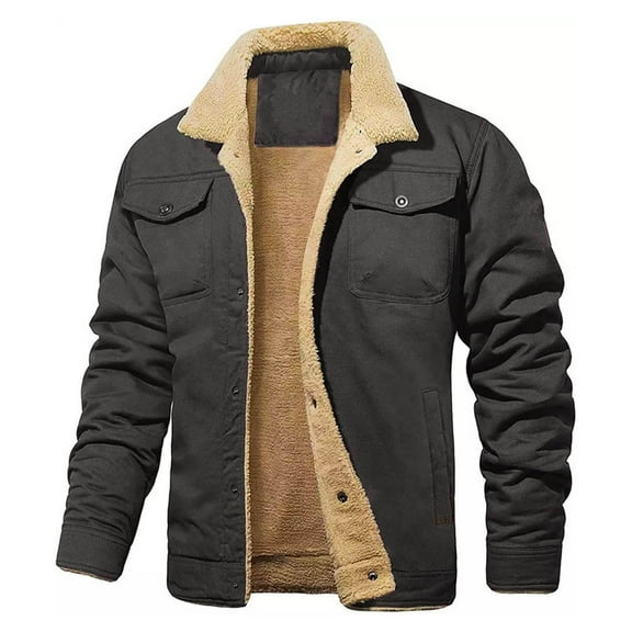 Kureaily Men's Winter Jacket Fleece Lined Coat Warm Thick Jacket with Multi Pockets