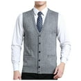 thumbnail image 1 of Kureaily Men's Wool Blend V Neck Knit Cardigan Vest Wool Sweater Colour Blocking Casual Versatile Sleeveless Shirt Vest, 1 of 9