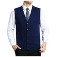 thumbnail image 1 of Kureaily Men's Wool Blend V Neck Knit Cardigan Vest Wool Sweater Colour Blocking Casual Versatile Sleeveless Shirt Vest, 1 of 5