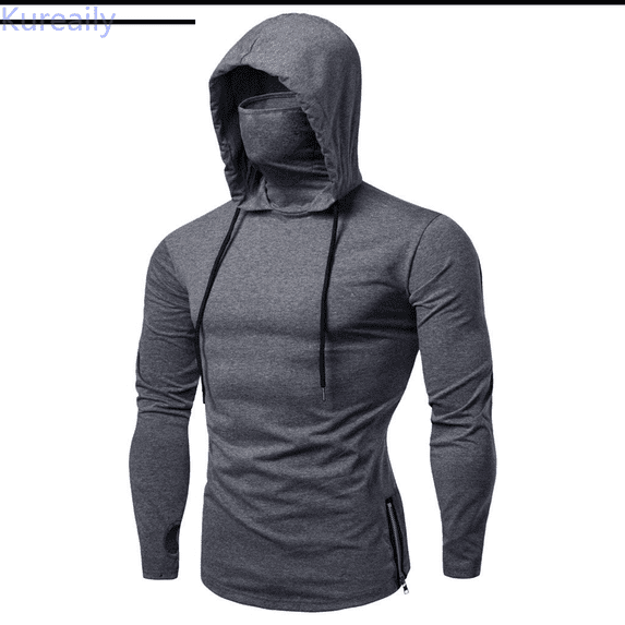 Kureaily Mens Button Sports Long Sleeve Vest Hooded Splice Large Open-Forked Male Tank Tops Shirt Blouse