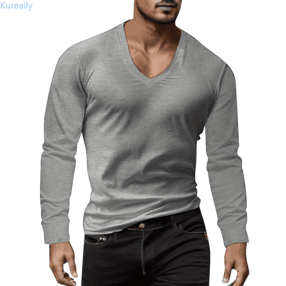 Kureaily Mens Casual Slim Fit Basic Long Sleeve Fashion T-Shirt