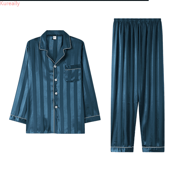 Kureaily Mens Comfortable Simple Long Sleeve Thin Home Suit Set Pajamas Mens Pajama Set