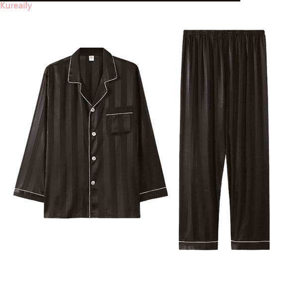 Kureaily Mens Comfortable Simple Long Sleeve Thin Home Suit Set Pajamas Mens Pajamas Set Shorts