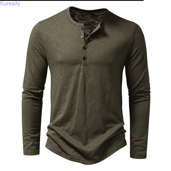 Kureaily Mens Cotton Slim Fitted Sport T-Shirt with Button