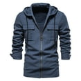 thumbnail image 1 of Kureaily Mens Fashion Simple Slim Fit Solid Color Pocket Decoration Cardigan Long Sleeve Coat, 1 of 7