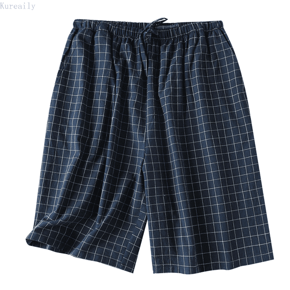 Kureaily Mens Home Clothes Home Pants Washable Cotton Pajamas Pants Pure Cotton Thin Japanese Plaid Home Pants In Spring And Autumn And Summer Loose Home Plus Size Mens Pajama Set