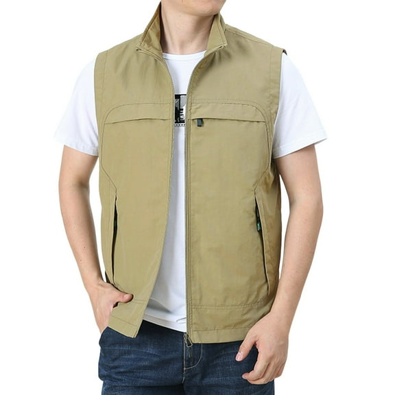 Kureaily Mens Lightweight Softshell Vest Outdoor Utility Travel Vest Outerwear Sleeveless Jacket For Hiking Runing