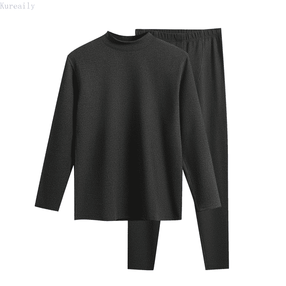 Kureaily Mens Middle Neck Pure Cotton Thermal Underwear Set Thin Autumn Clothes And Pants Bottoming Shirt Sleepwear Lightweight