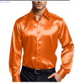 thumbnail image 1 of Kureaily Mens Satin Dress Shirt Long Sleeve Silk Shiny Party Shirt, 1 of 1