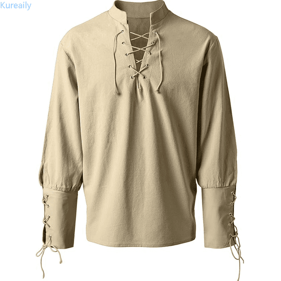 Kureaily Mens Shirt Steam Punk Retro Gothic Holiday Clothing Men's Casual Shirts