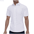 thumbnail image 1 of Kureaily Mens Short Sleeve Dress Shirt Free Solid Casual Button Down Shirts for Summer Business Wedding, 1 of 9