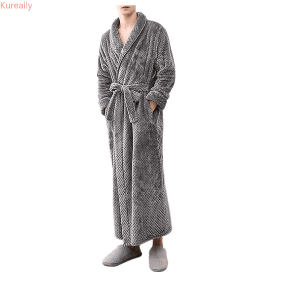 Kureaily Mens Soft Robe Warm Shaggy Bathrobe Pajama Pants Sleepwear