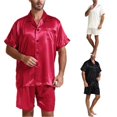 thumbnail image 1 of Kureaily Mens Solid Color Smooth Home Suit Two Piece Set Two-Pieces Loungewear, 1 of 5