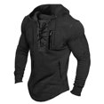 thumbnail image 1 of Kureaily Mens Spring And Autumn Casual Solid Lace Up Hooded Long Sleeve Sweater Casual Hooded Sweatshirts, 1 of 2