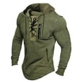thumbnail image 1 of Kureaily Mens Spring And Autumn Casual Solid Lace Up Hooded Long Sleeve Sweater Men's Pullover Hoodies, 1 of 2