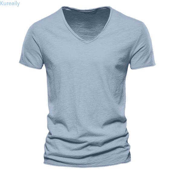 Kureaily Mens Summer Casual Short Sleeve T-Shirt Plain v Neck Shirts