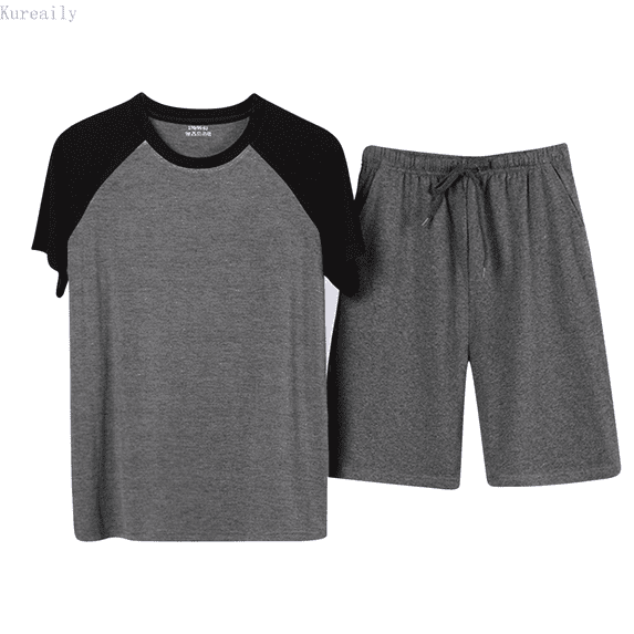 Kureaily Mens Summer Home Wear Casual Pajamas Home Set Soft Lightweight Sleep Sets