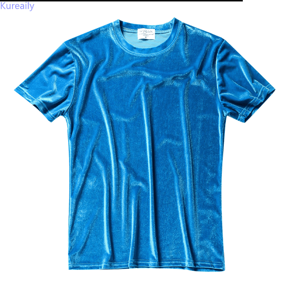 Kureaily Mens Velvet Velour Fashion Hop Short Sleeves T Shirts