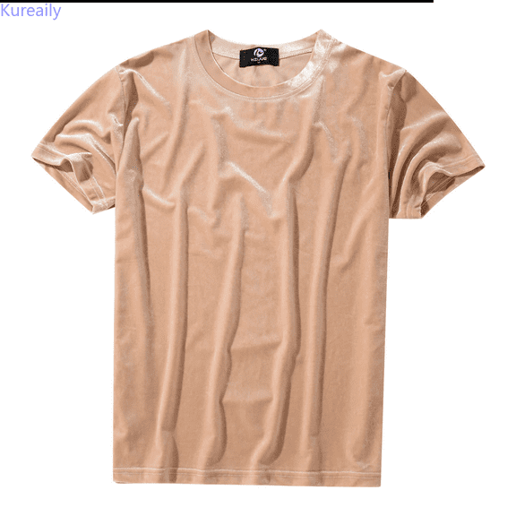 Kureaily Mens Velvet Velour Fashion Hop Short Sleeves T Shirts