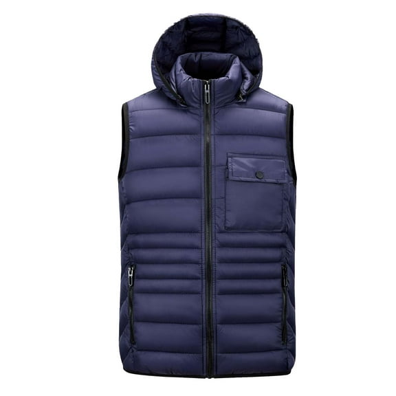 Kureaily New Fall And Winter Vest Removable Cap Sleeveless Cott On Clothing Men's Undershirt Warm Cott On Coat Jacket