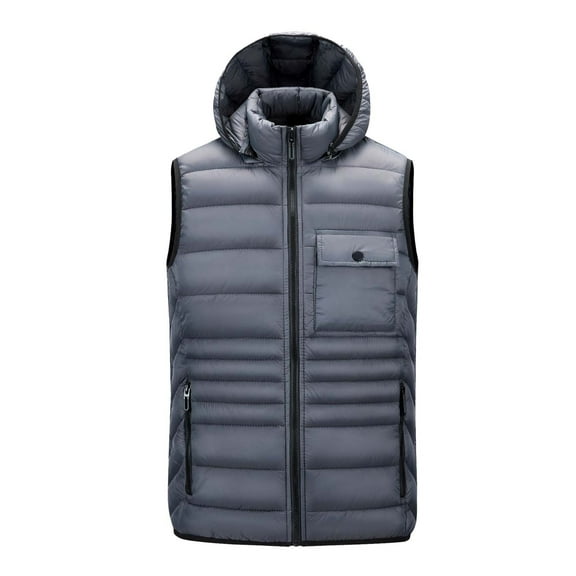 Kureaily New Fall And Winter Vest Removable Cap Sleeveless Cott On Clothing Men's Undershirt Warm Cott On Coat Jacket