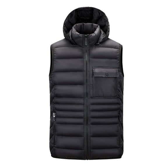 Kureaily New Fall And Winter Vest Removable Cap Sleeveless Cott On Clothing Men's Undershirt Warm Cott On Coat Jacket